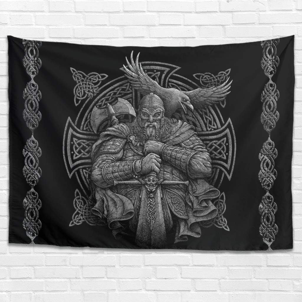 Gobelin grå viking odin økse sværd ravnekors Hjem - Tilbehør og dekorationer Naty Shop