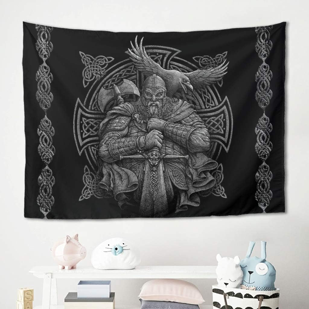 Gobelin grå viking odin økse sværd ravnekors Hjem - Tilbehør og dekorationer Naty Shop