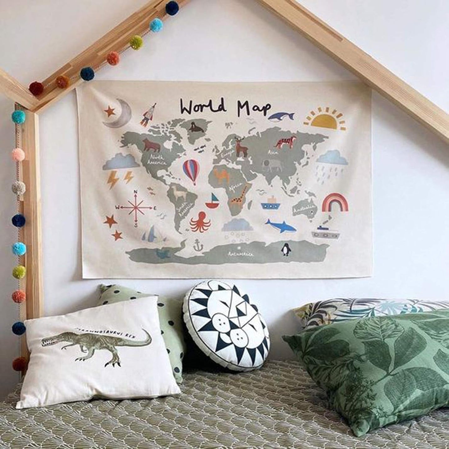 Haokaini gobelin verdenskort babyseng foto Hjem - Tilbehør og dekorationer Naty Shop