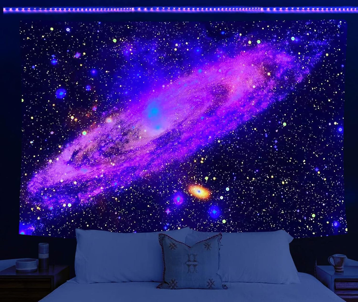 Holavida gobelin fluorescerende galakse stjernehimmel abstrakt æstetisk Hjem - Tilbehør og dekorationer Naty Shop Cosmic Galaxy-A 200L X 150B Cm