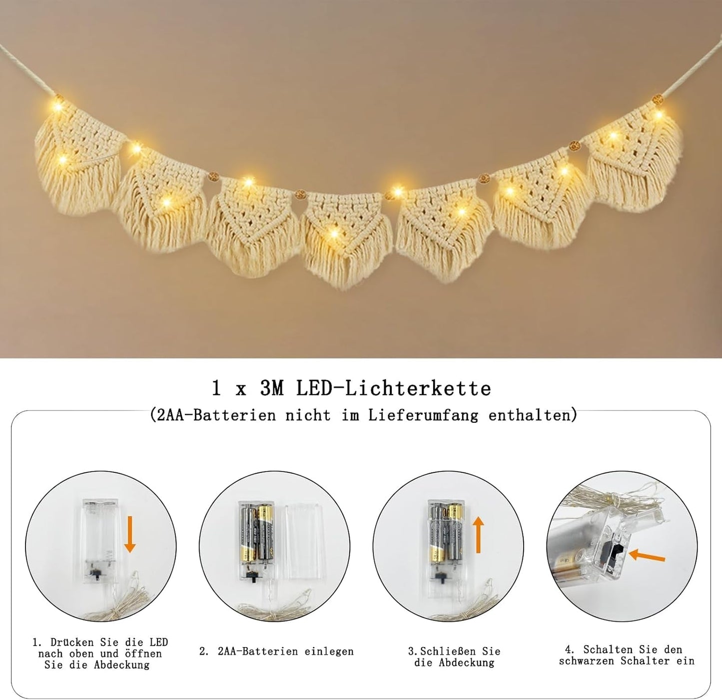 Tapestry ihonyi deco chic frynsede guirlande led Hjem - Tilbehør og dekorationer Naty Shop