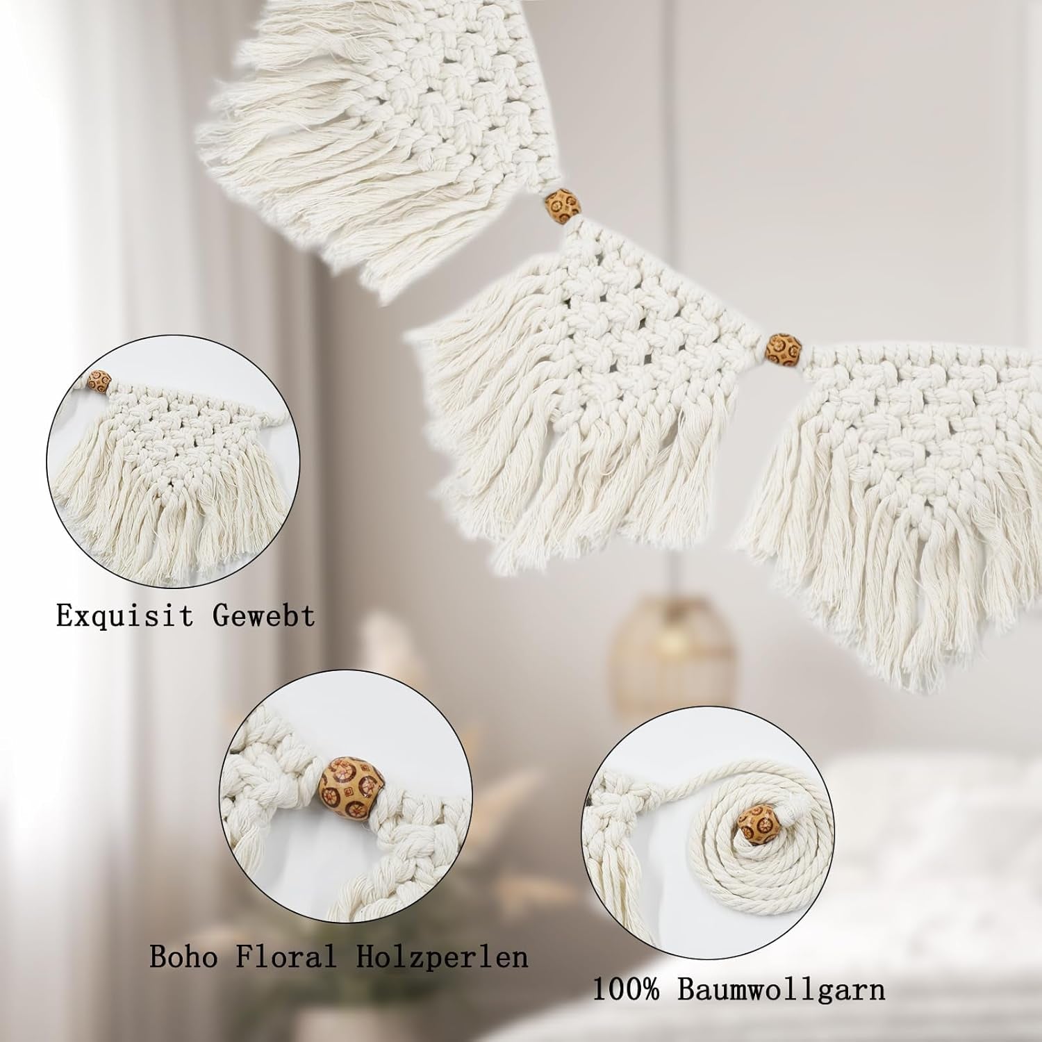 Tapestry ihonyi deco chic frynsede guirlande led Hjem - Tilbehør og dekorationer Naty Shop
