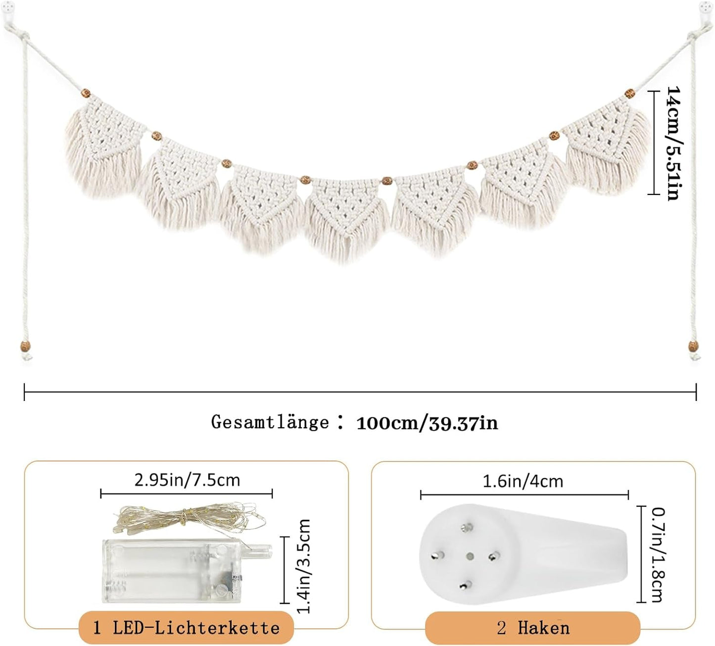 Tapestry ihonyi deco chic frynsede guirlande led Hjem - Tilbehør og dekorationer Naty Shop