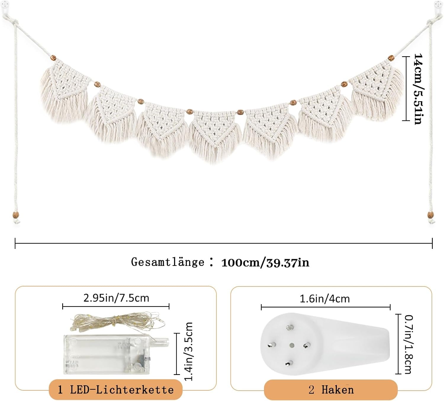 Tapestry ihonyi deco chic frynsede guirlande led Hjem - Tilbehør og dekorationer Naty Shop