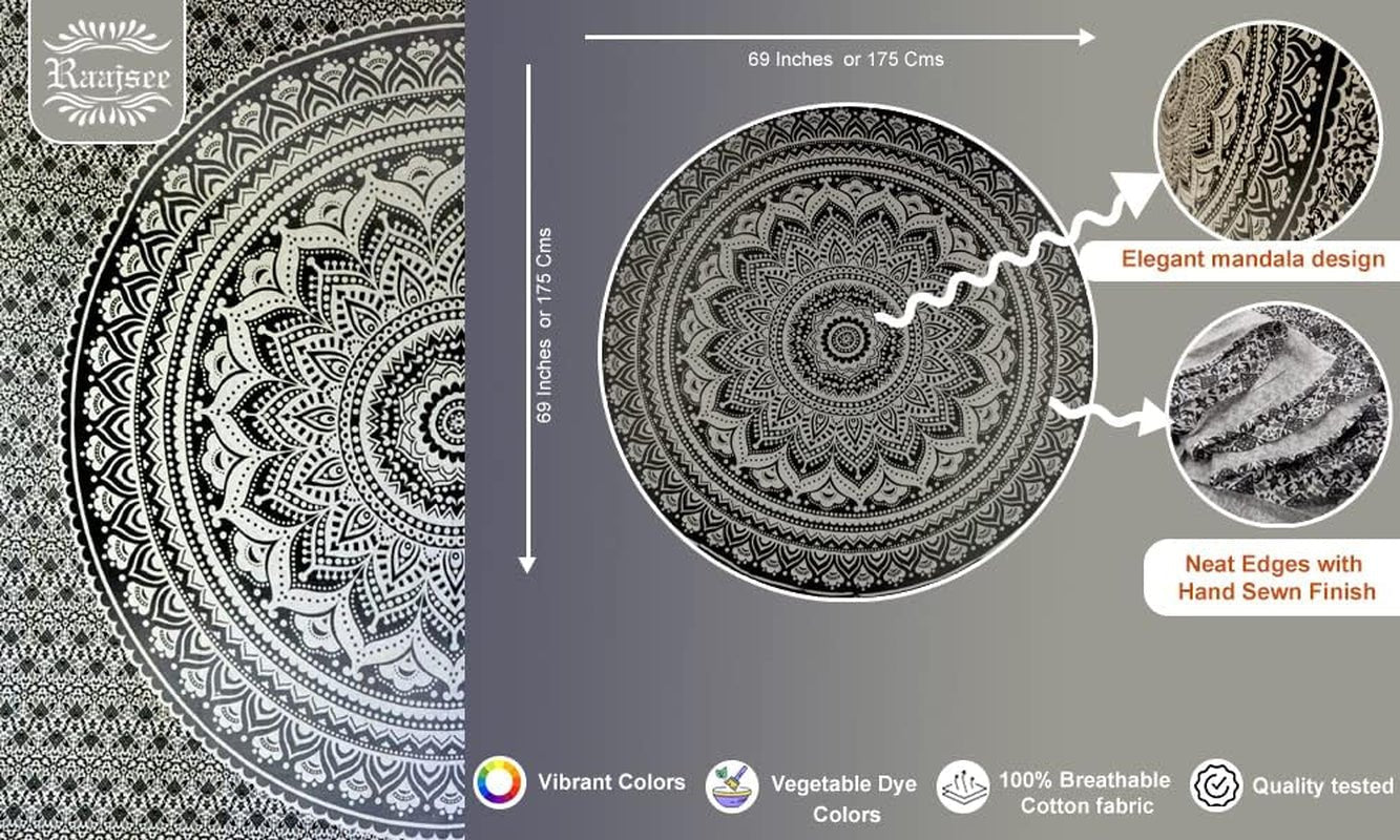 Tapestry indisk strandhåndklæde rund mandala hippiestor indisk Hjem - Tilbehør og dekorationer Naty Shop