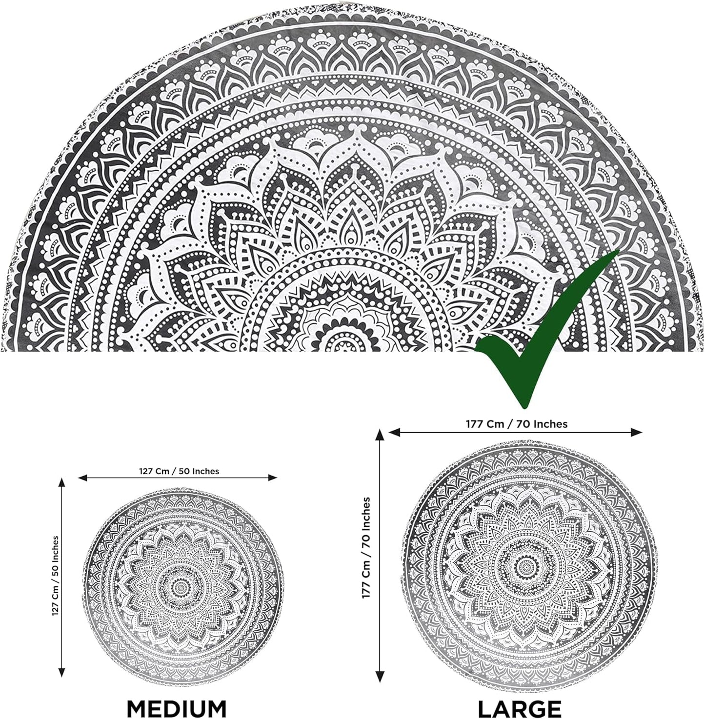 Tapestry indisk strandhåndklæde rund mandala hippiestor indisk Hjem - Tilbehør og dekorationer Naty Shop
