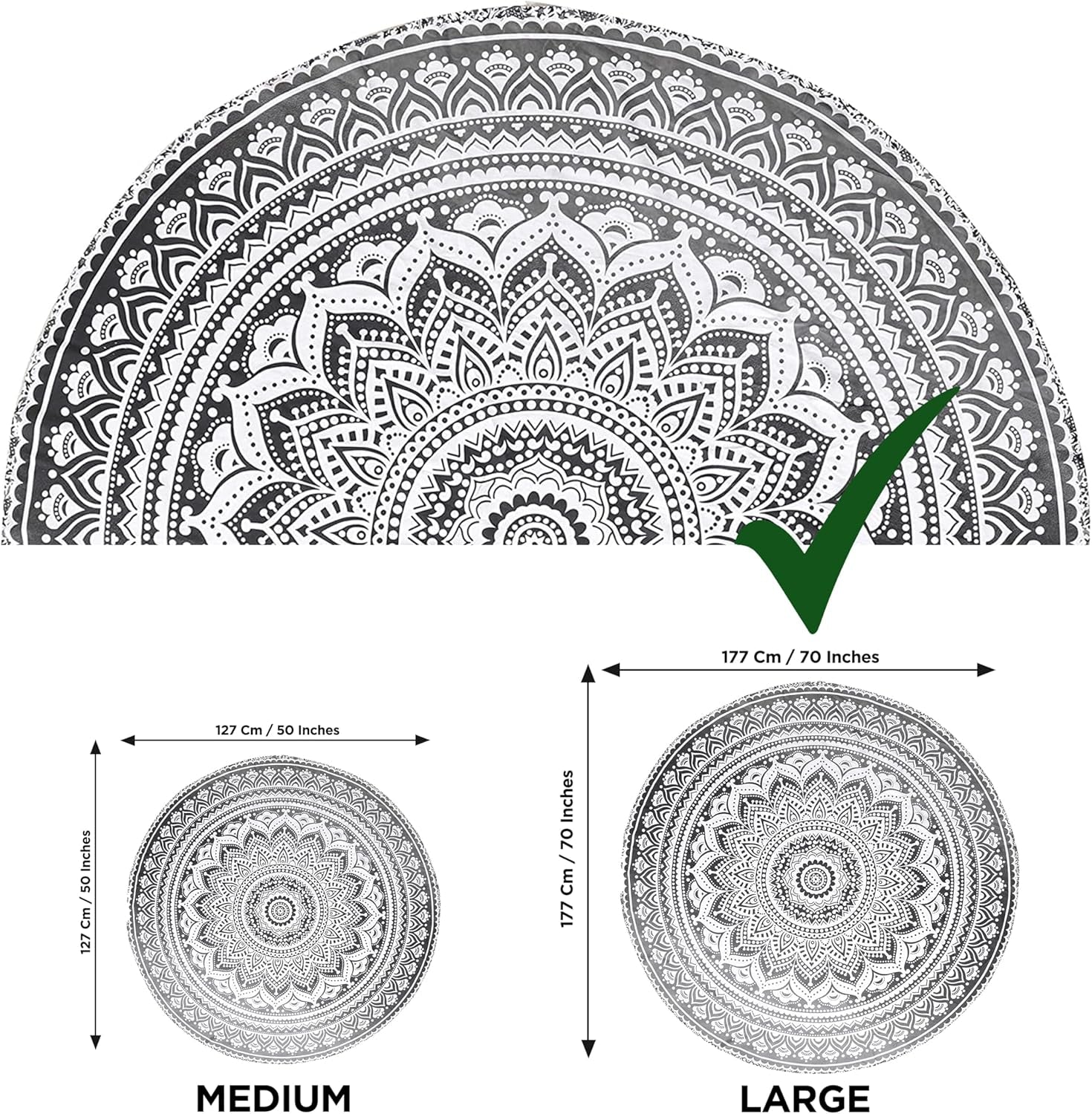 Tapestry indisk strandhåndklæde rund mandala hippiestor indisk Hjem - Tilbehør og dekorationer Naty Shop