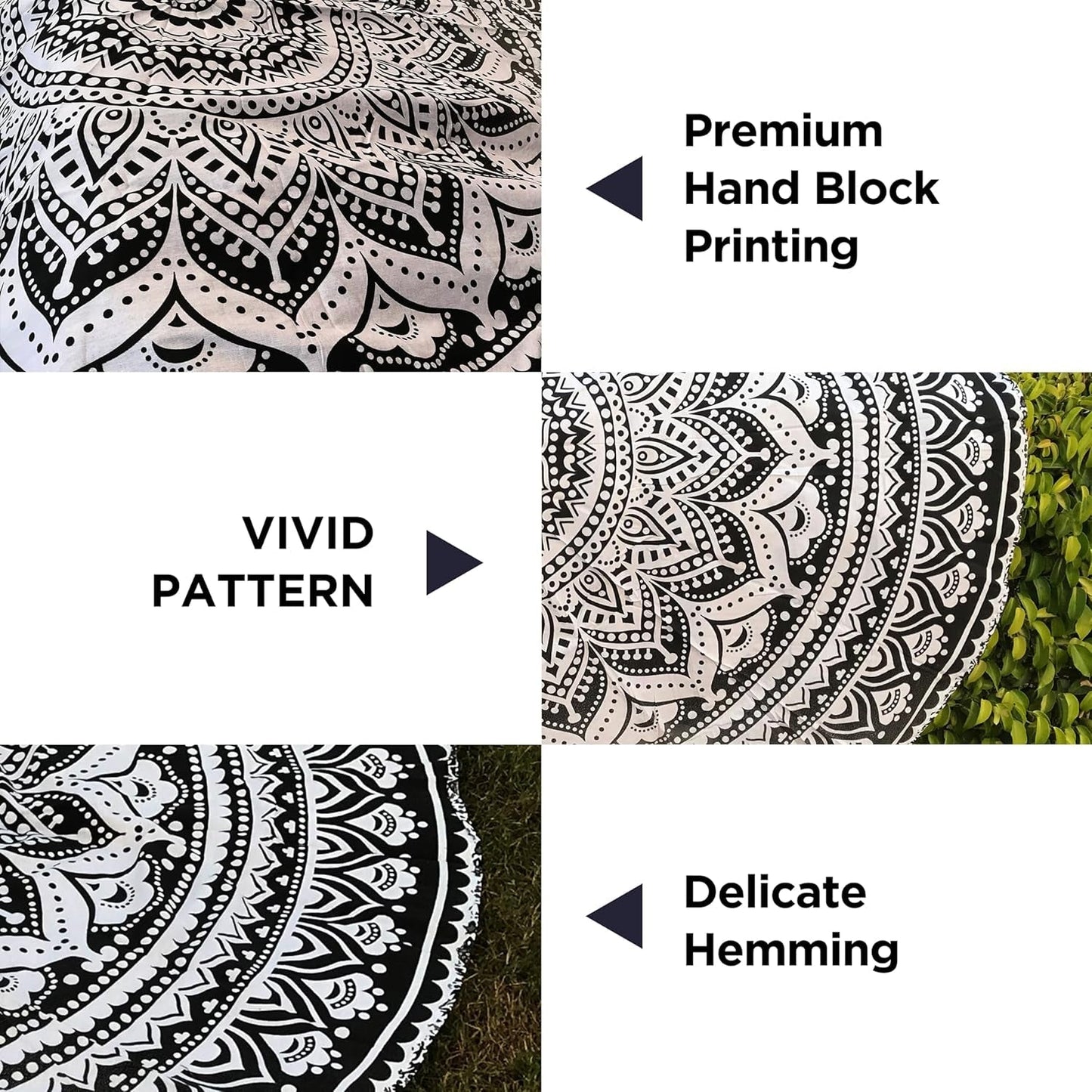 Tapestry indisk strandhåndklæde rund mandala hippiestor indisk Hjem - Tilbehør og dekorationer Naty Shop