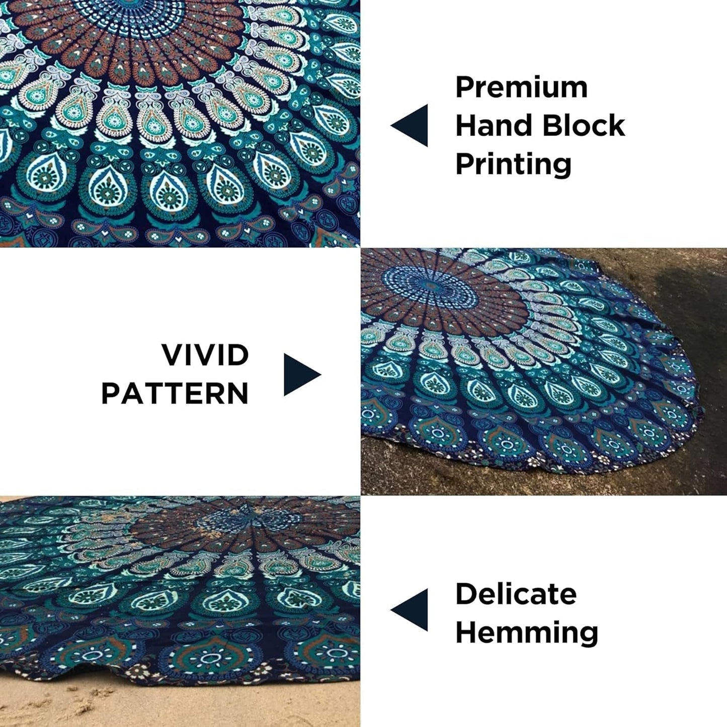 Indien gobelin badehåndklæde rund mandala hippie stor Indian Home - Accessories and Decorations Naty Shop