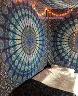 Indisk gobelin psykedelisk mandala blå turkis elefant Hjem - Tilbehør og dekorationer Naty Shop