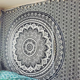 Indisk gobelin psykedelisk mandala sort hvid Indien Home - Tilbehør og dekorationer Naty Shop