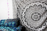 Indisk gobelin psykedelisk mandala sort hvid Indien Home - Tilbehør og dekorationer Naty Shop
