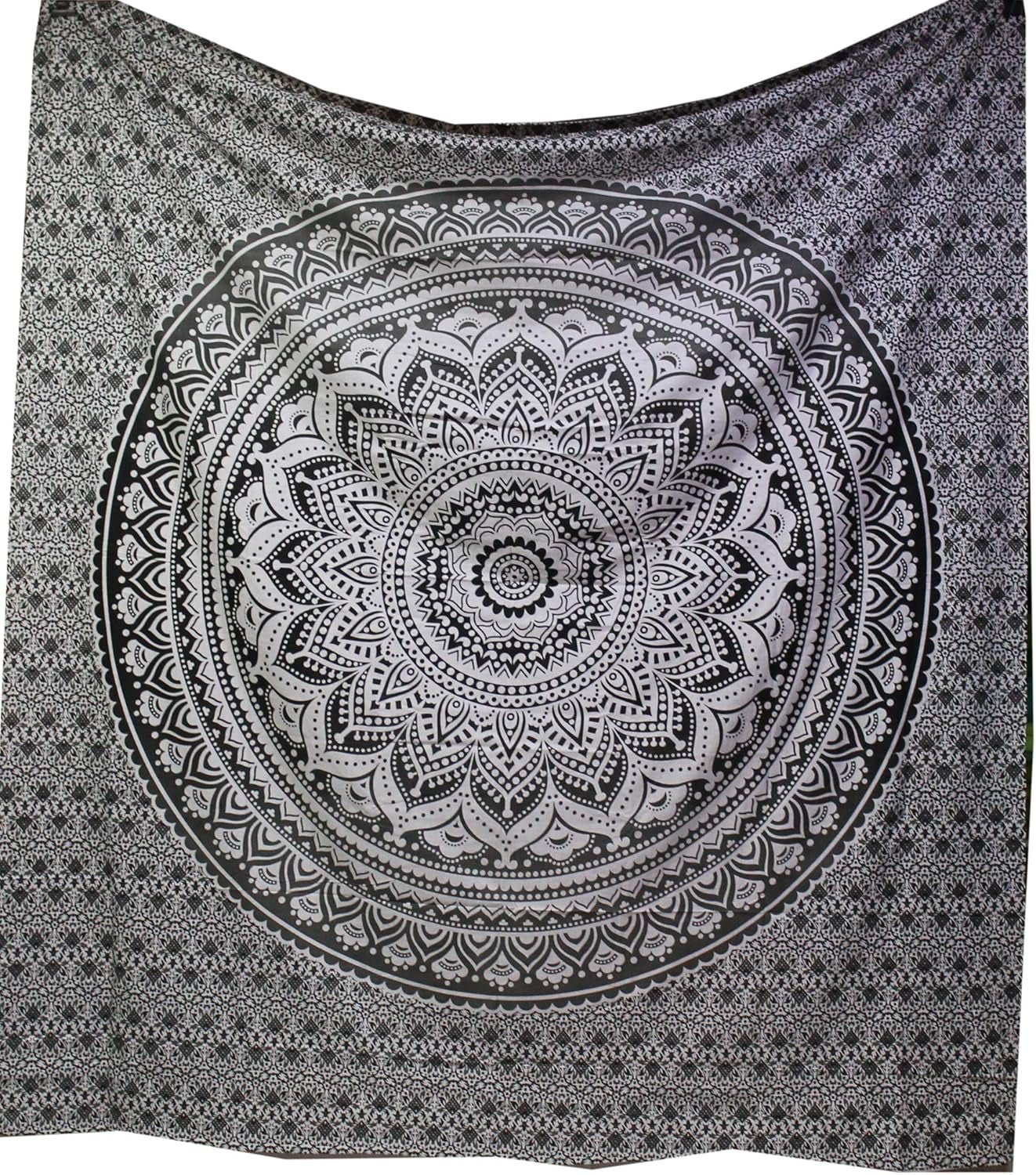 Indisk gobelin psykedelisk mandala sort hvid Indien Hjem - Tilbehør og dekorationer Naty Shop Standardtitel