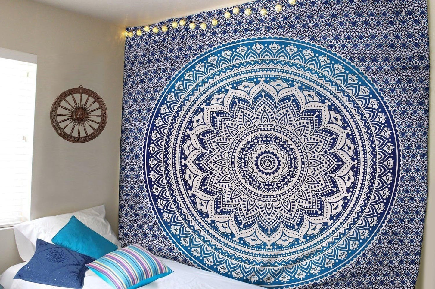 Indisk blå mandala gobelin æstetisk værelse dekoration Hjem - Tilbehør og dekorationer Naty Shop