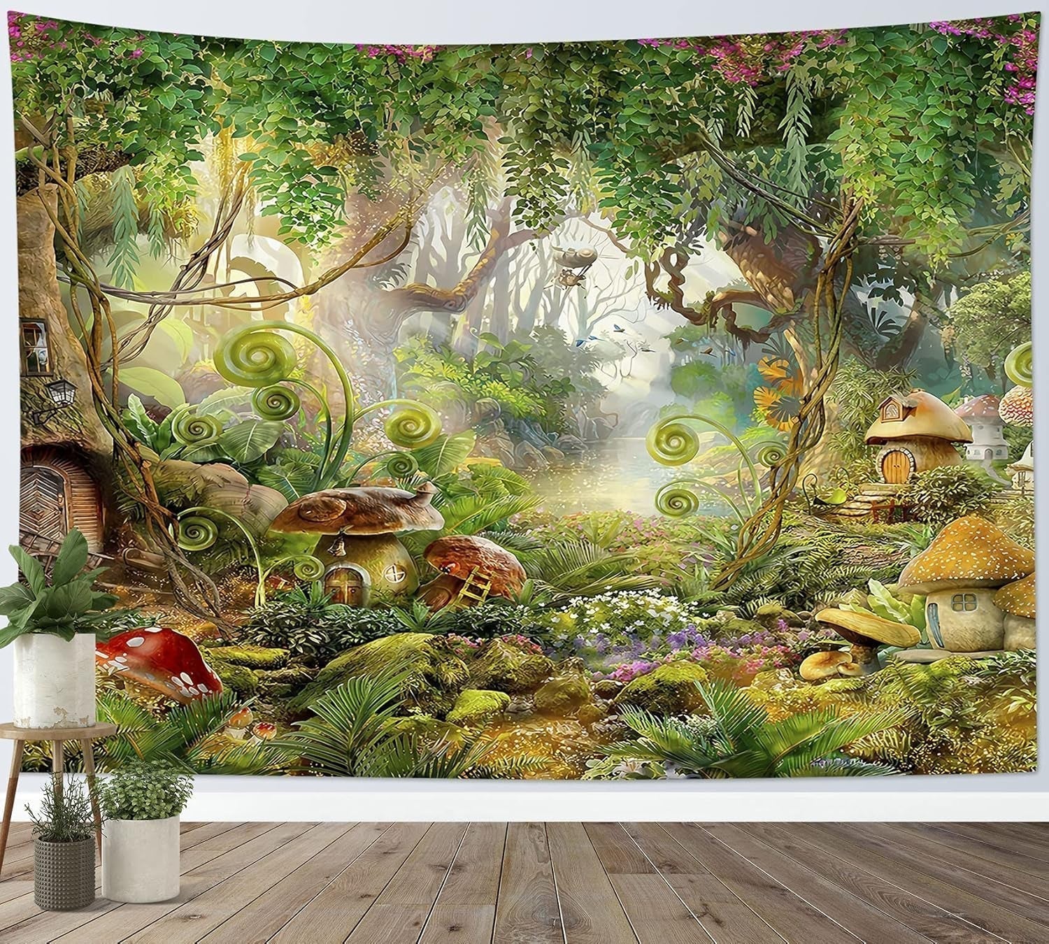 Japansk gobelin lærred røde kirsebærblomster solvæg Hjem - Tilbehør og dekorationer Naty Shop Multi 27 235L X 180B Cm