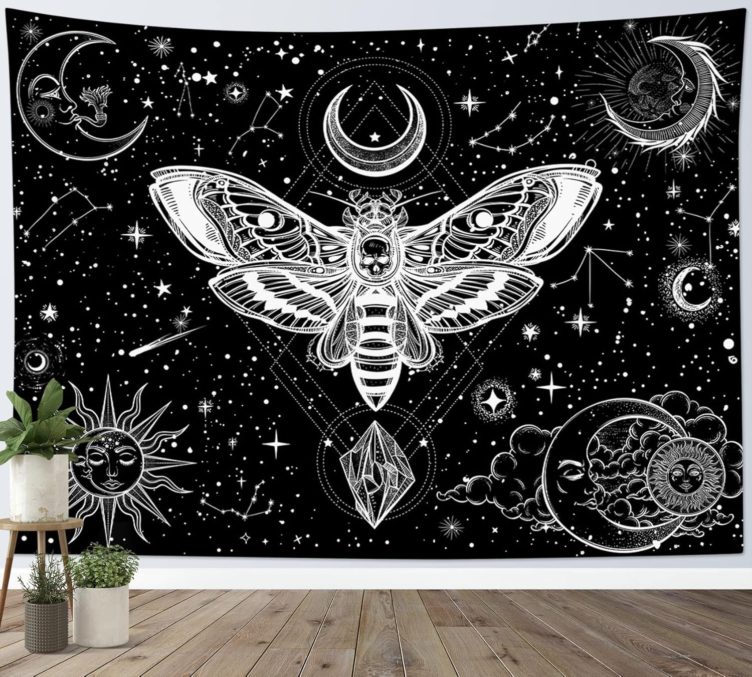 Japansk gobelin panza rød kirsebærblomster solvæg Hjem - Tilbehør og dekorationer Naty Shop Multi 12 200L X 150B Cm