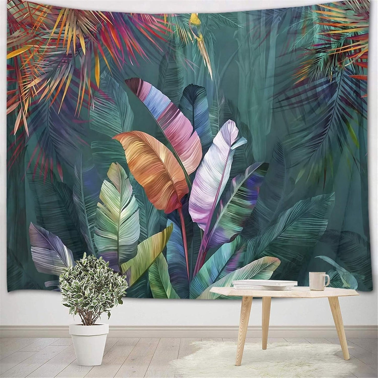 Japansk gobelin lærred røde kirsebærblomster solvæg Hjem - Tilbehør og dekorationer Naty Shop Multi 08 150L X 100B Cm