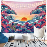 Tapestry lomohoo abstrakt skitse kunst sort hvid kysser Hjem - Tilbehør og dekorationer Naty Shop Ocean Wave Orange 150L X 130B Cm