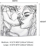 Tapestry lomohoo abstrakt skitse kunst sort hvid kysse Hjem - Tilbehør og dekorationer Naty Shop