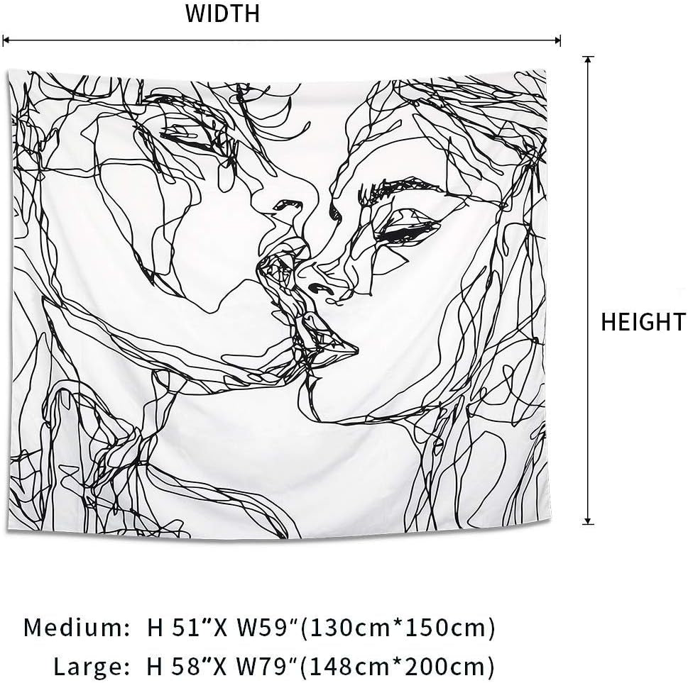 Tapestry lomohoo abstrakt skitse kunst sort hvid kysse Hjem - Tilbehør og dekorationer Naty Shop