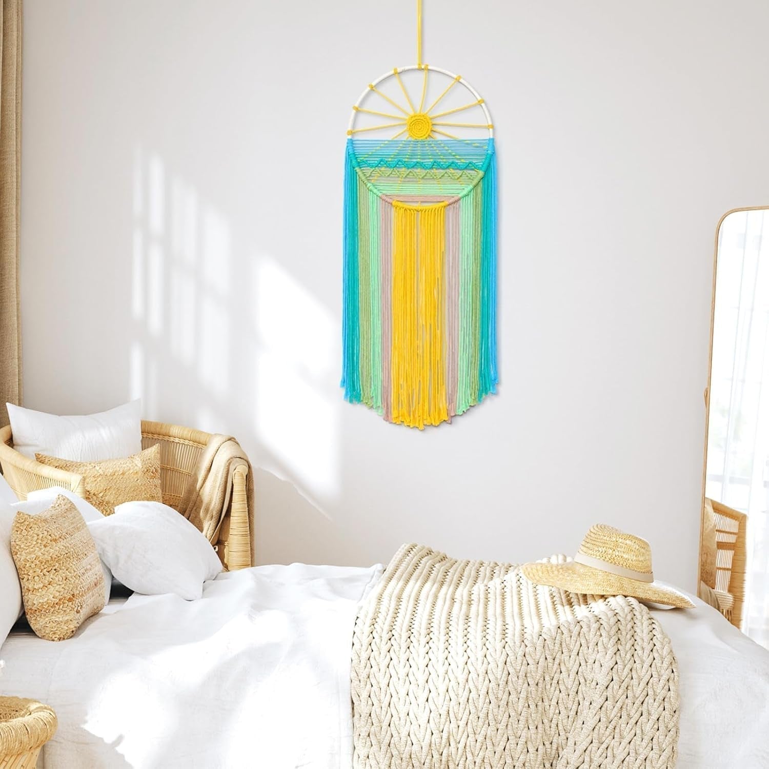 Tapestry lomohoo dreamcatcher gobelin solmønster regnbueværelse Hjem - Tilbehør og dekorationer Naty Shop