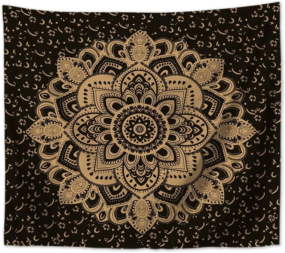 Majami indisk mandala gobelin sort guld polyester lærred Hjem - Tilbehør og dekorationer Naty Shop Standard titel