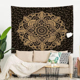 Majami indisk mandala gobelin sort guld polyester lærred Hjem - Tilbehør og dekorationer Naty Shop