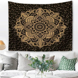 Majami indisk mandala gobelin sort guld polyester lærred Hjem - Tilbehør og dekorationer Naty Shop