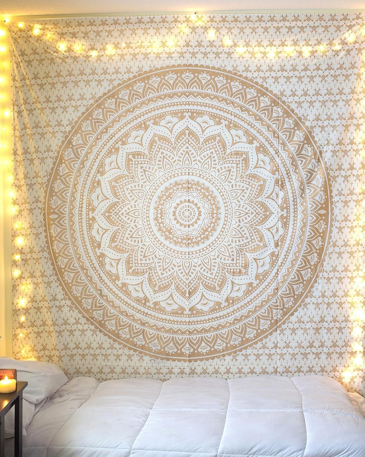 Mandala gobelin værelse dekoration æstetisk guld hvidt lærred Hjem - Tilbehør og dekorationer Naty Shop Standard titel