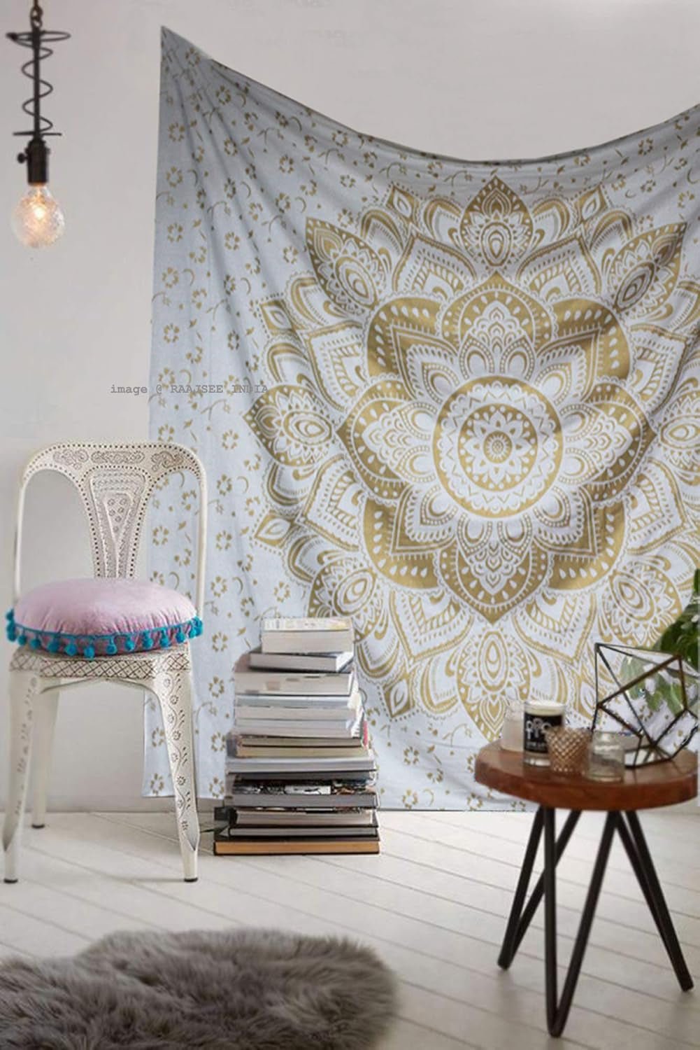 Mandala gobelin værelse dekoration lærred hvidguld Hjem - Tilbehør og dekorationer Naty Shop Standard titel