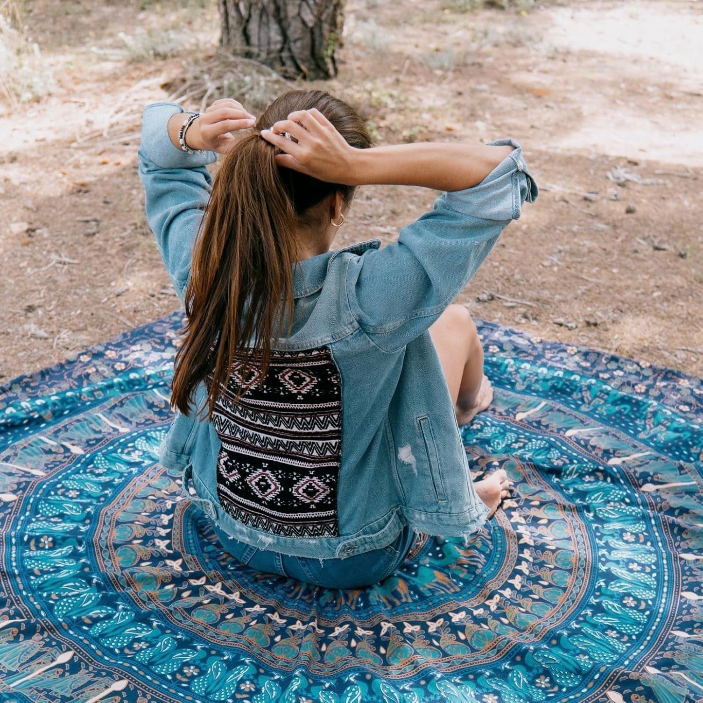 Gobelin momomus mandala farvet bomuld orientalsk design Hjem - Tilbehør og dekorationer Naty Shop