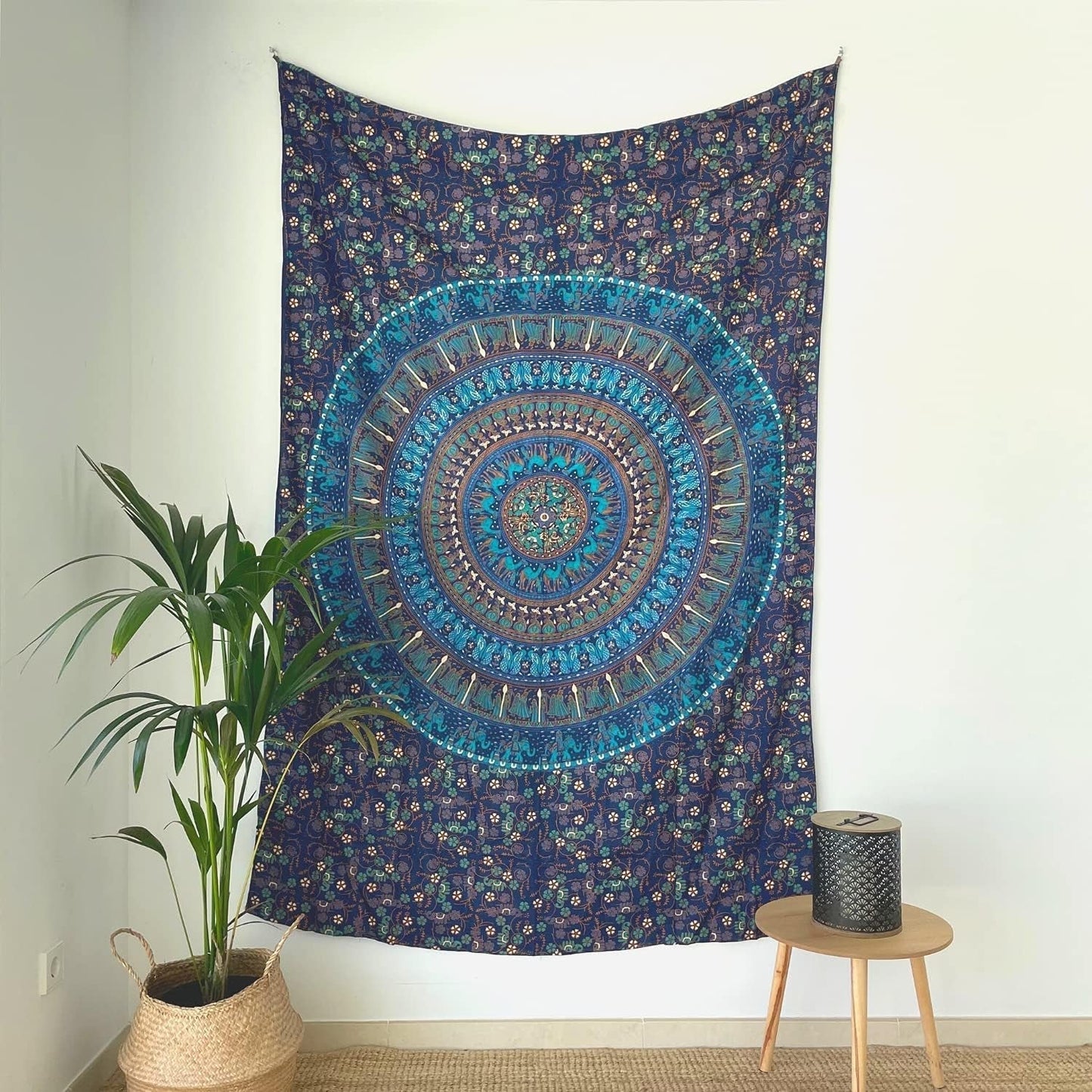Gobelin momomus mandala farvet bomuld orientalsk design Hjem - Tilbehør og dekorationer Naty Shop Blå C 135L X 210B Cm