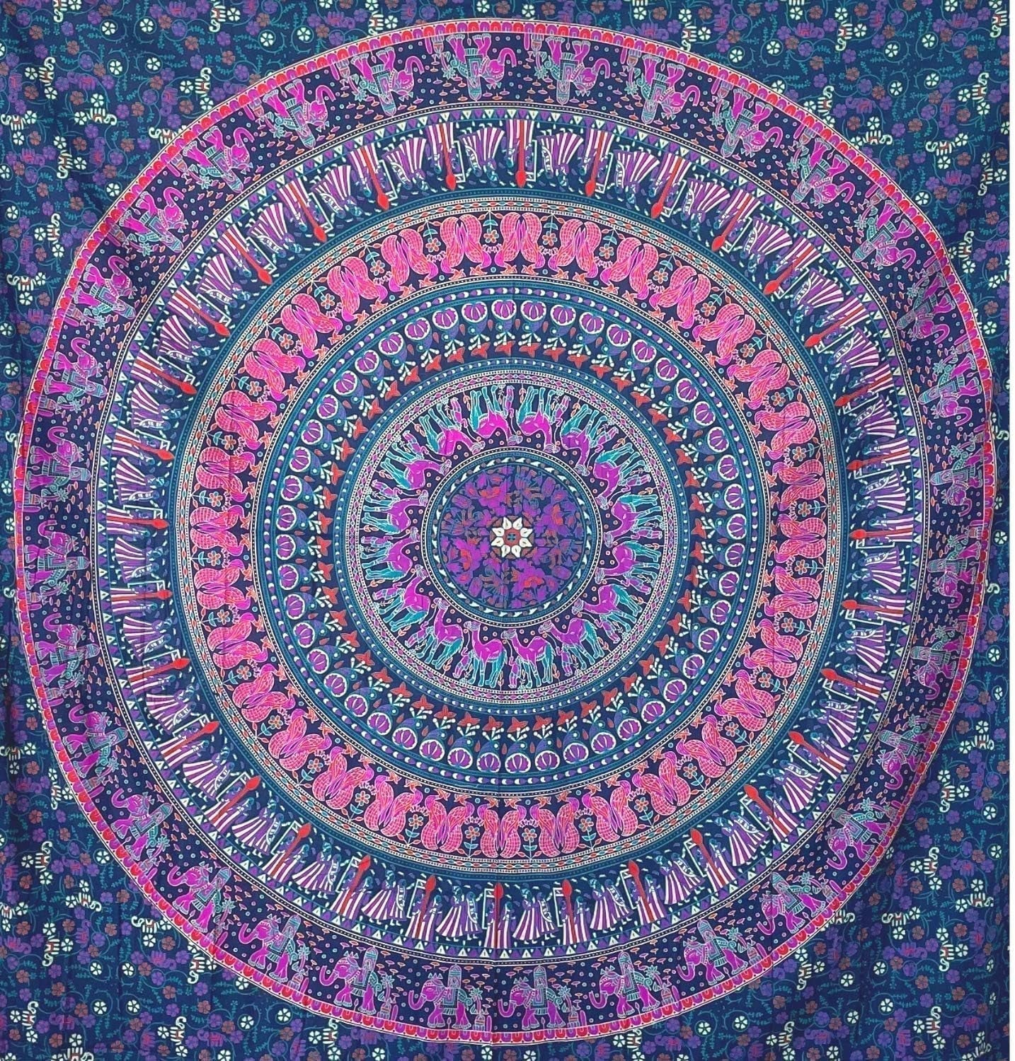 Gobelin momomus mandala farvet orientalsk design i bomuld Hjem - Tilbehør og dekorationer Naty Shop Violet A 210L X 230B Cm