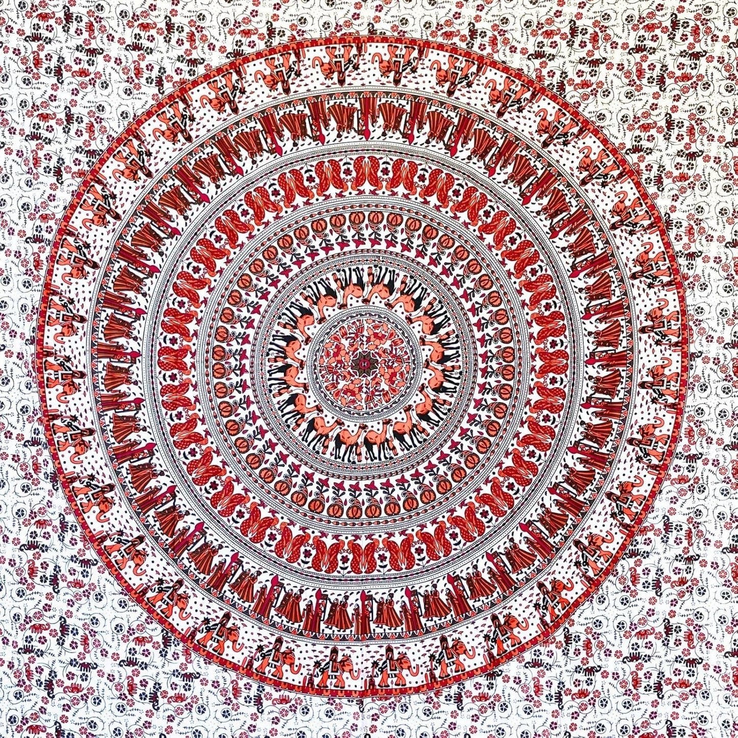 Tapestry momomus mandala farverige orientalske designs i bomuld Hjem - Tilbehør og dekorationer Naty Shop Hvid-orange 210L X 230B Cm