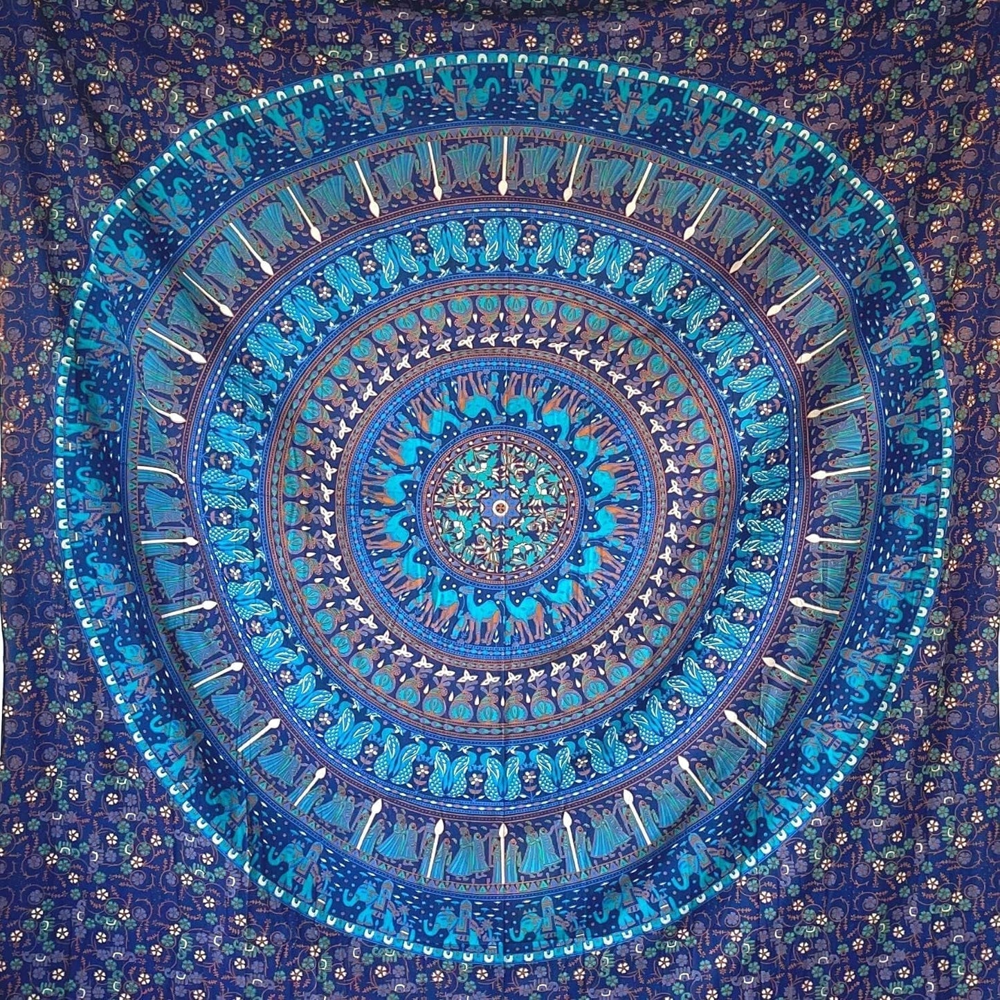 Gobelin momomus mandala farvet bomuld orientalsk design Hjem - Tilbehør og dekorationer Naty Shop Blå C 210L X 230B Cm