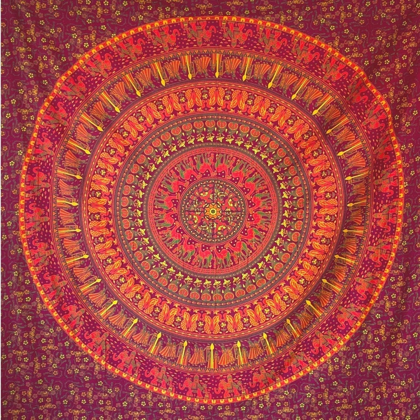 Gobelin momomus mandala farvet bomuld orientalsk design Hjem - Tilbehør og dekorationer Naty Shop Orange 210L X 230B Cm