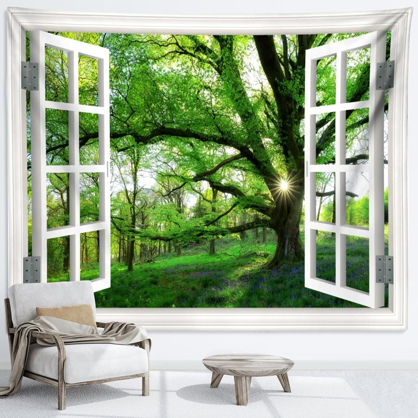 Gobelin jungle landskab xxl skov vinduesklud Hjem - Tilbehør og dekorationer Naty Shop 240L X 220B Cm
