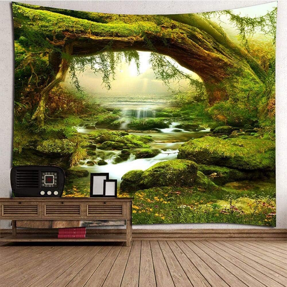 Psykedelisk gobelin lys skovtapet sollys hængende landskab Hjem - Tilbehør og dekorationer Naty Shop Multi 200L X 180B Cm