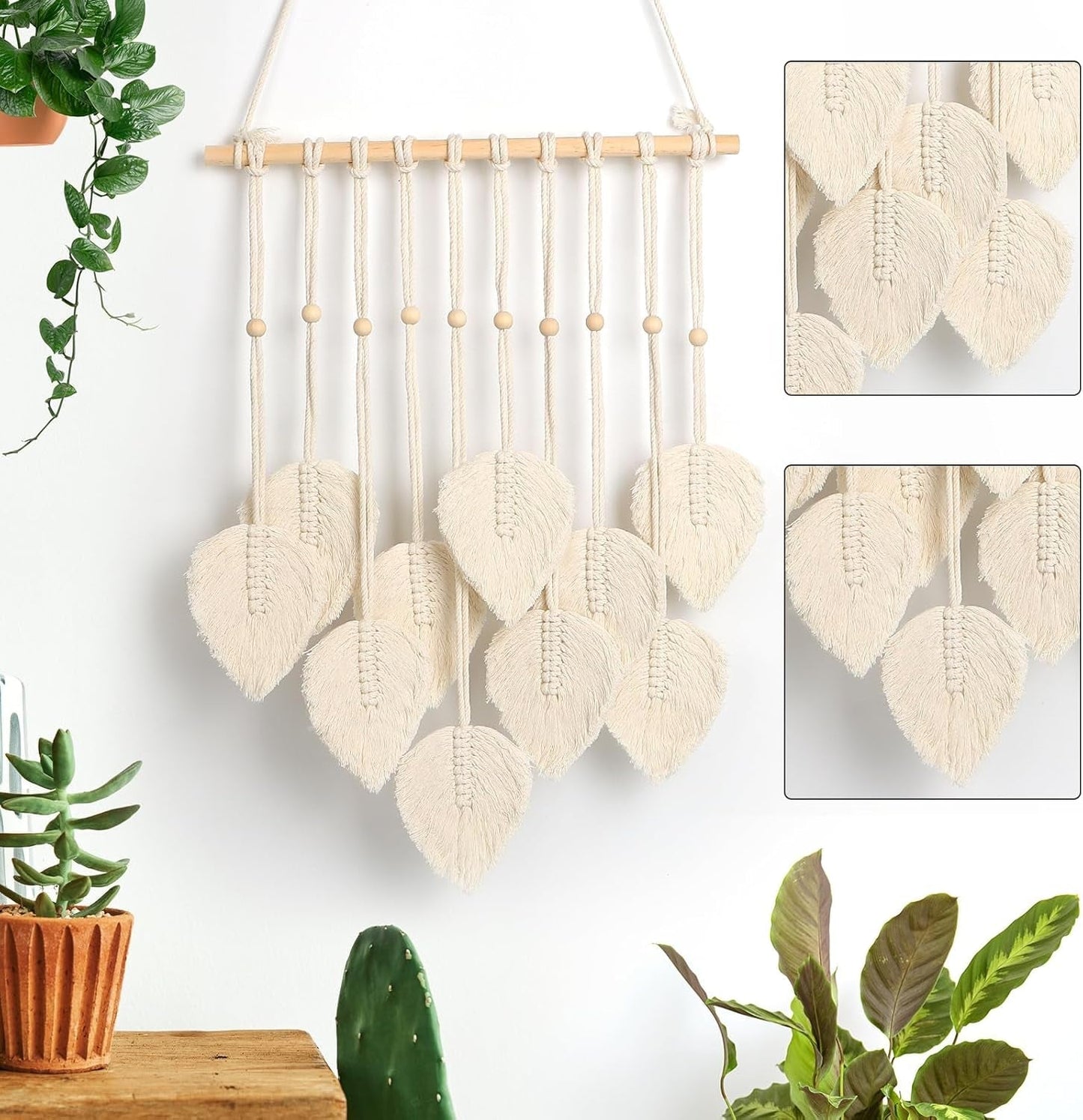 Tapestry quatre håndlavet flad guirlande vævede blade Hjem - Tilbehør og dekorationer Naty Shop