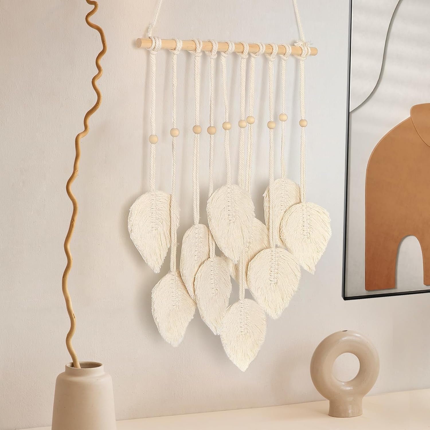 Tapestry quatre håndlavet flad guirlande vævede blade Hjem - Tilbehør og dekorationer Naty Shop