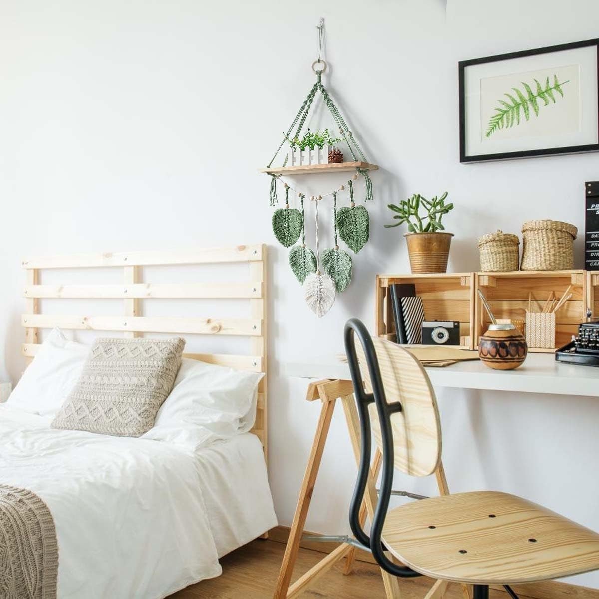 Tapestry træhylde guirlande vævede blade Hjem - Tilbehør og dekorationer Naty Shop