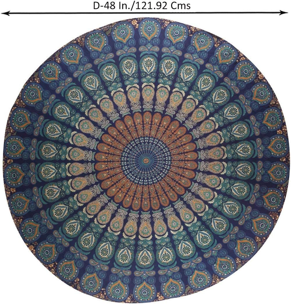 Rund gobelin påfugl mandala centimeter rund hippie front Hjem - Tilbehør og dekorationer Naty Shop