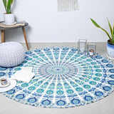 Rund gobelin påfugl mandala centimeter rund hippie ansigt Casa - Tilbehør og dekorationer Naty Shop Himmelblå D-72"