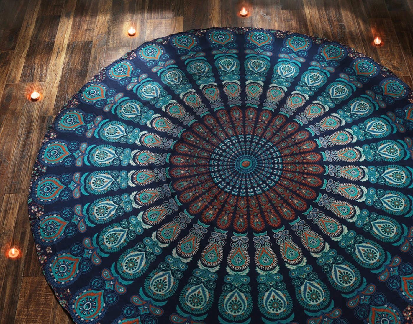Rund gobelin påfugl mandala centimeter rund hippie front Hjem - Tilbehør og dekorationer Naty Shop