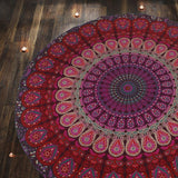 Rund gobelin påfugl mandala centimeter rund hippie ansigt Hjem - Tilbehør og dekorationer Naty Shop Violet pink 183L X 183B Cm