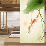 Japansk stil gobelin, tykt norenlinned, langt lotushus - Tilbehør og dekorationer Naty Shop