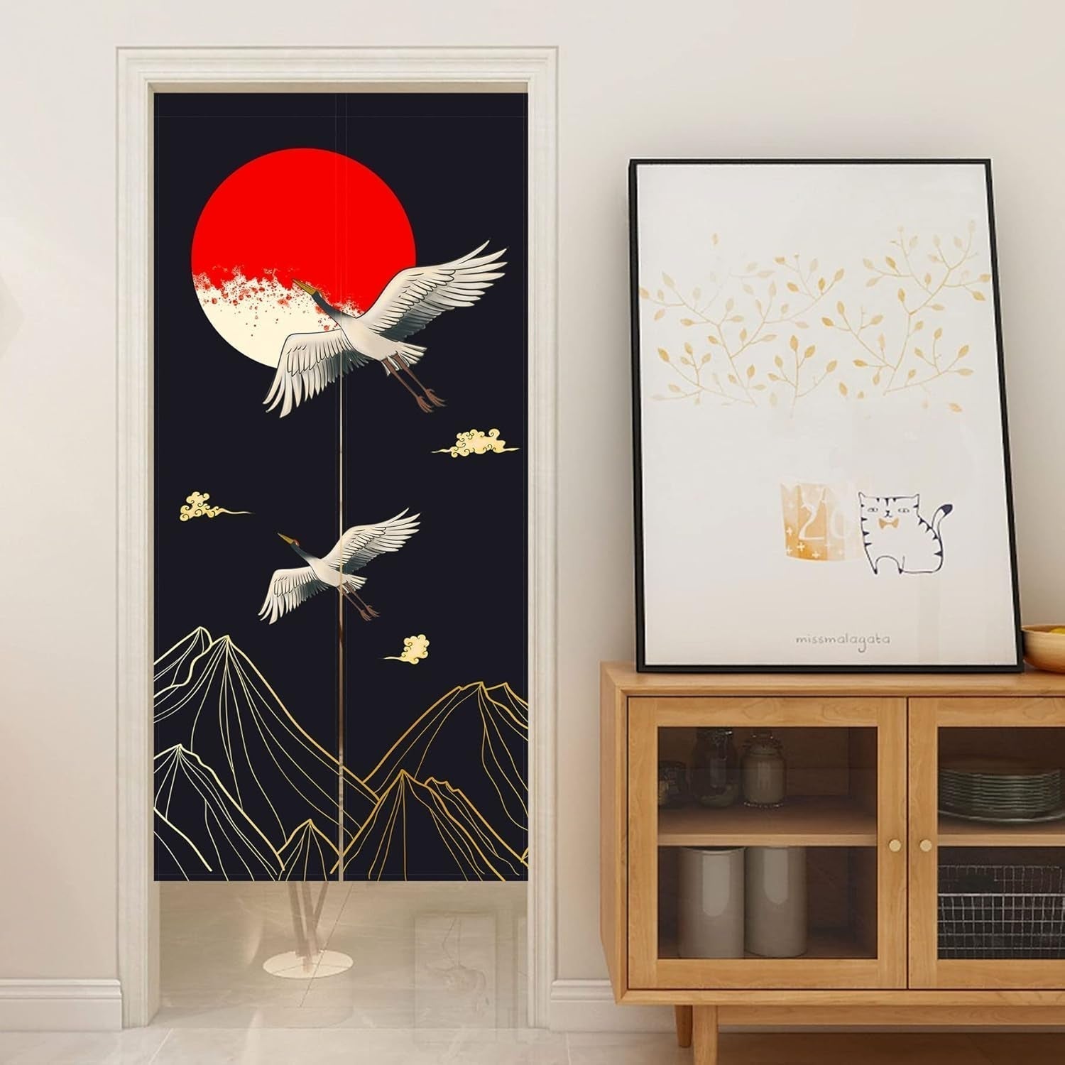 Japansk stil gobelin tykt linned noren lange gardiner Hjem - Tilbehør og dekorationer Naty Shop