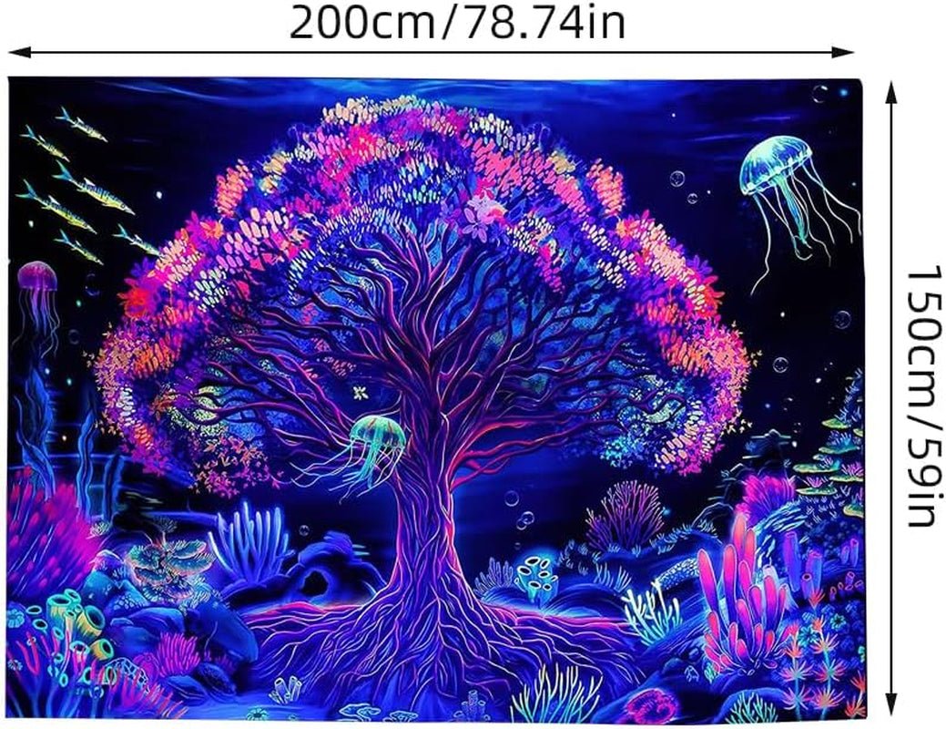 Tapestry suaywo psykedelisk fluorescerende trælivsrum Hjem - Tilbehør og dekorationer Naty Shop