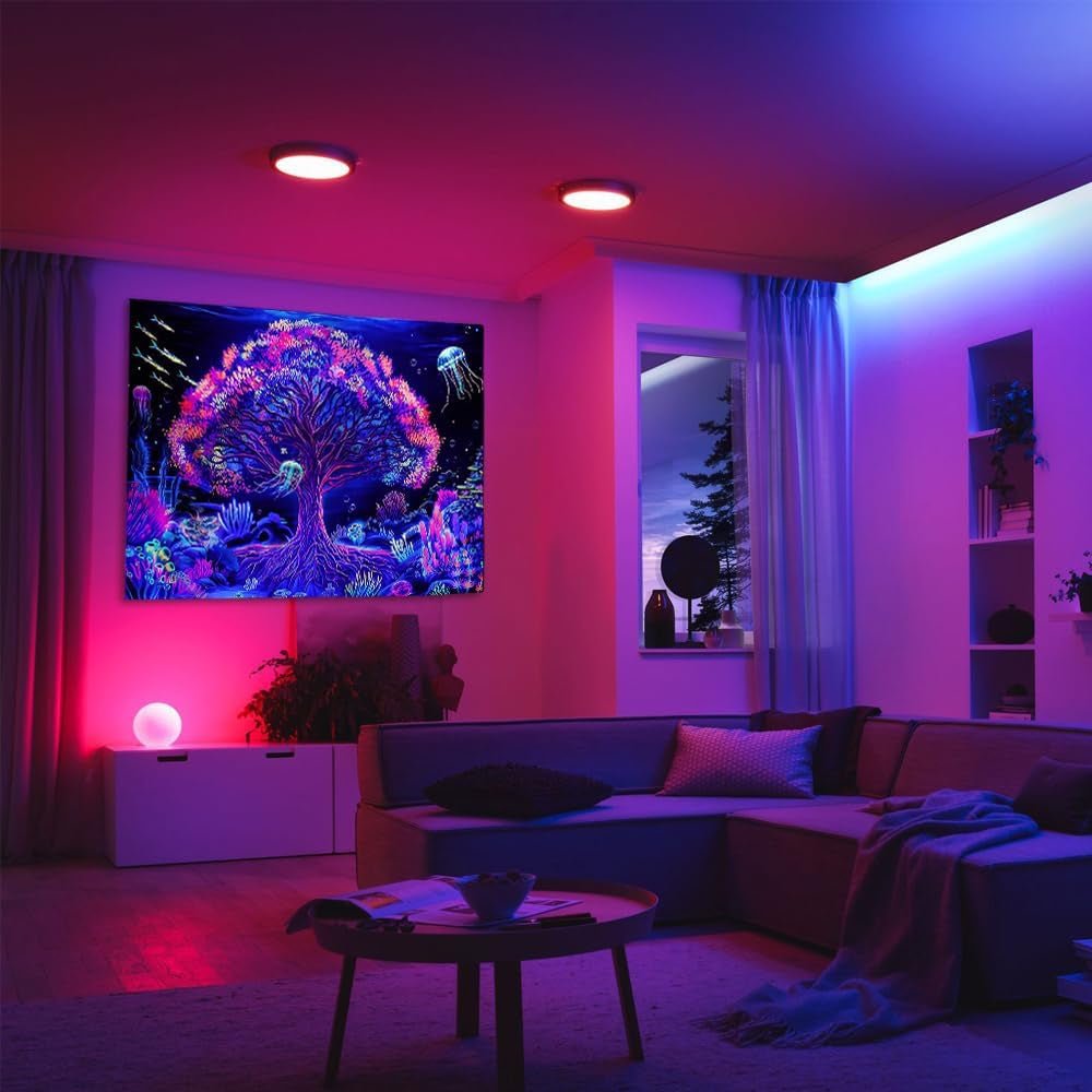Tapestry suaywo psykedelisk fluorescerende trælivsrum Hjem - Tilbehør og dekorationer Naty Shop