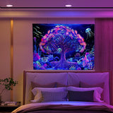 Tapestry suaywo psykedelisk fluorescerende trælivsrum Hjem - Tilbehør og dekorationer Naty Shop
